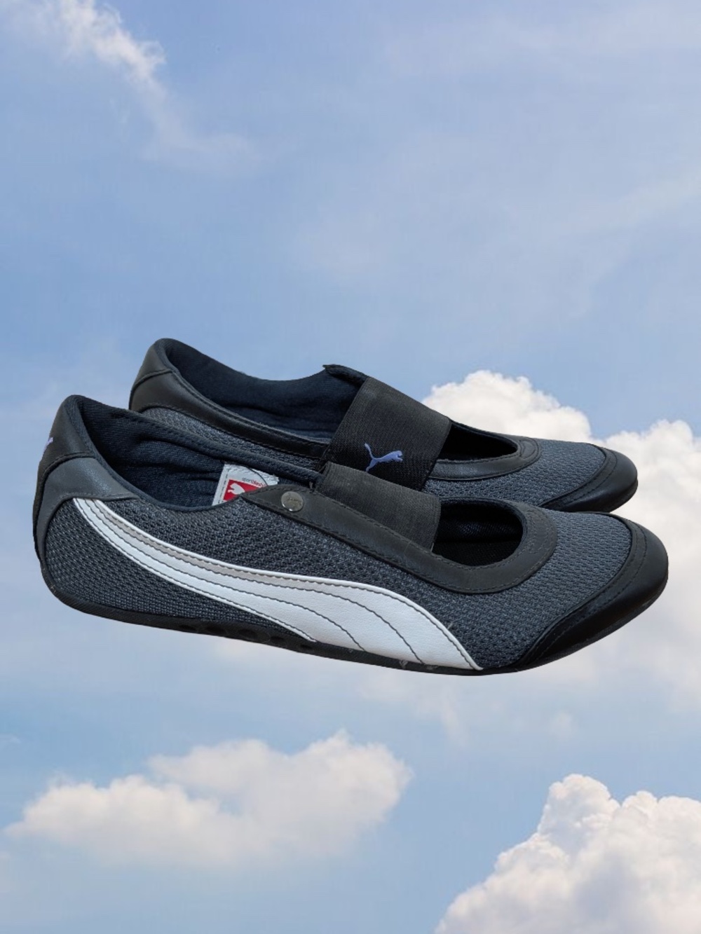 Puma Flats Sneakers Sneakerina Slip-on Shoes Size 8.5 Black White